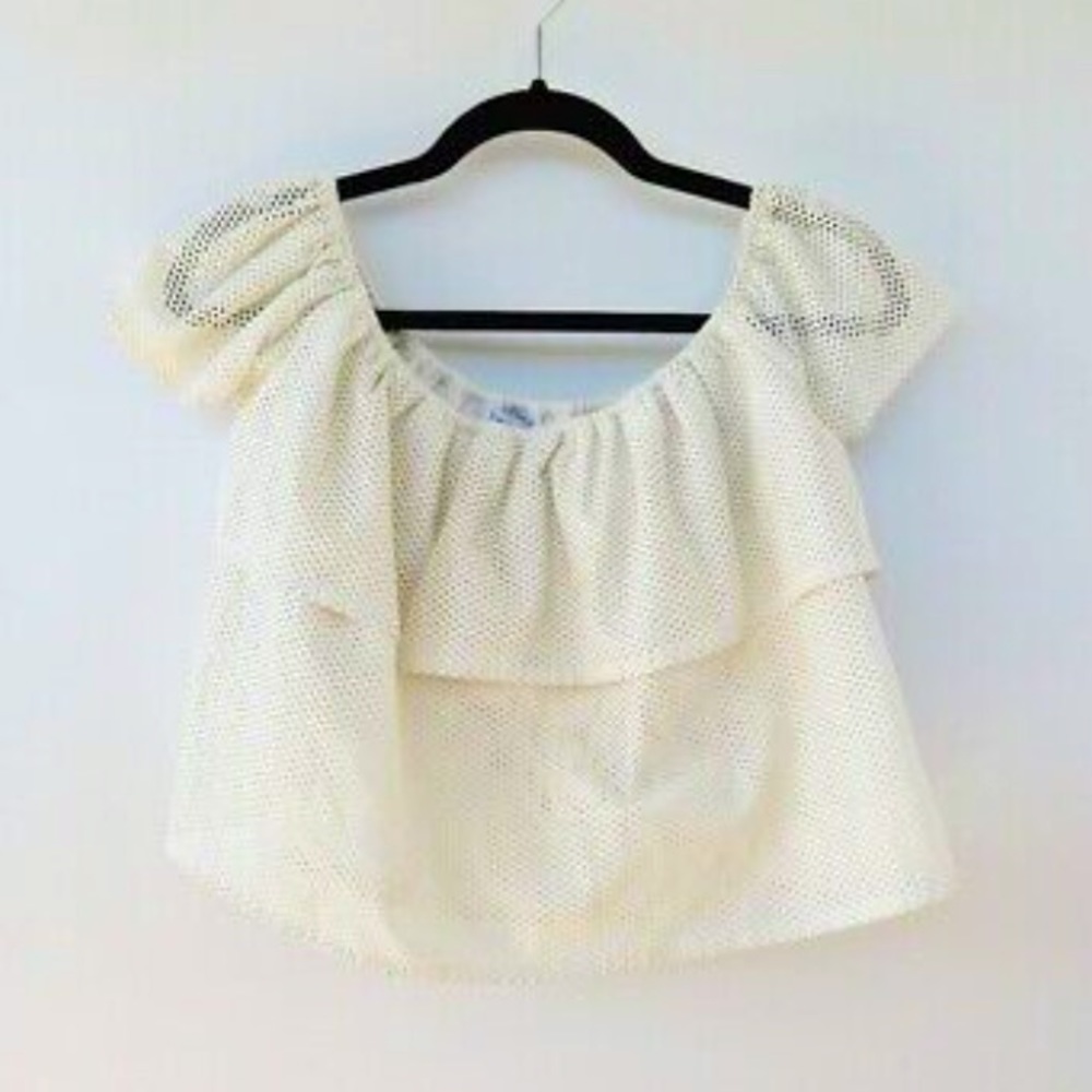 Lucy Paris white faux leather crop top